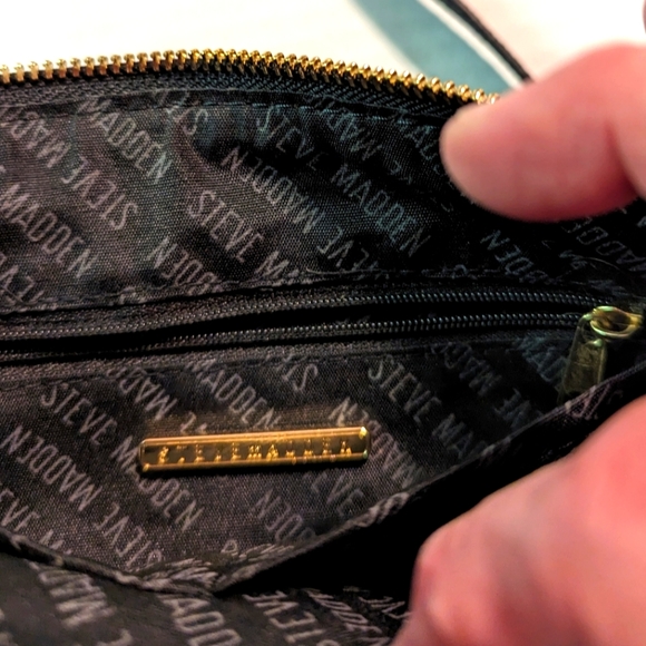 Steve Madden Embossed Black Multi Letters Crossbody Purse - Picture 7 of 13